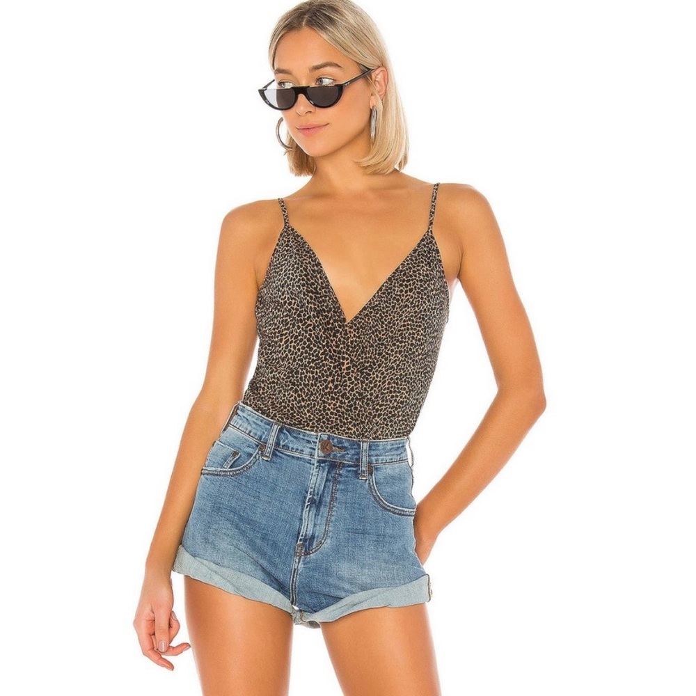 N:philanthropy Peppermint Cross Front Bodysuit Cheetah Print